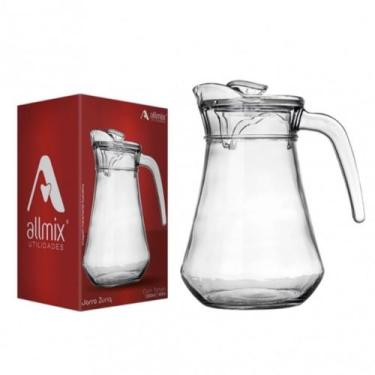 Imagem de Jarra de Vidro Para Suco Água Com Tampa e Alça 1300ml Zuriq - Allmix