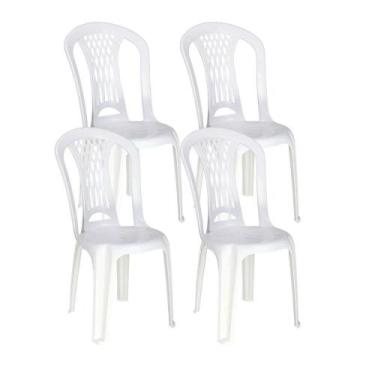 Imagem de Kit 4 Cadeiras De Plástico Sem Braço Laguna Tramontina Basic Branco