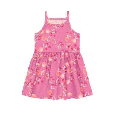 Imagem de Vestido infantil menina de frutinhas Brandili - Rosa