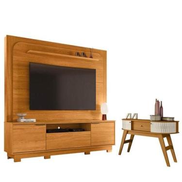 Imagem de Estante Home Theater Nilo com Pés Cinamomo com Aparador Estoril Cinamo