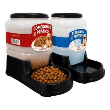 Imagem de Kit Comedouro Automatico Bebedouro Cachorro Gato Pet 3l Pre - Congratu