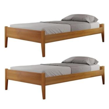 Imagem de Conjunto para Quarto 2 Camas de Solteiro 90cm em Madeira Maciça Turca 