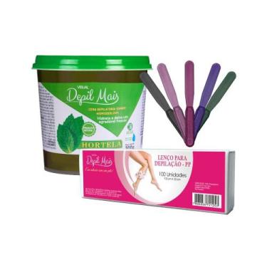 Imagem de Kit Cera Depilatória Quente Natural Visual Depil Mais 600g Hidrossolúv