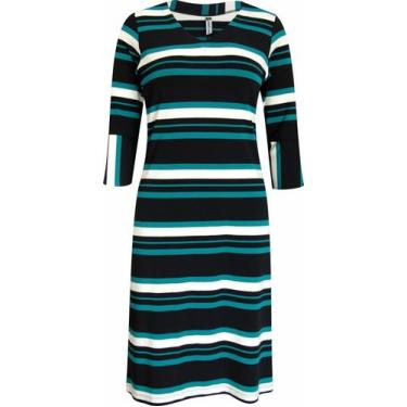 Imagem de Vestido Pau a Pique 3/4 Listrado Preto, Preto, M