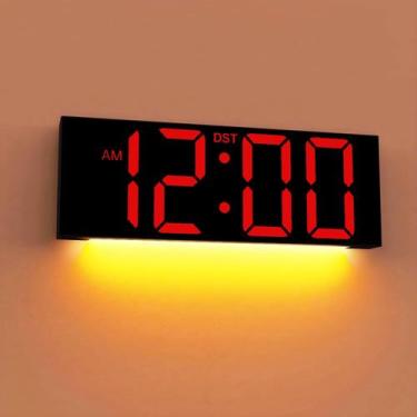 Imagem de Relógio de Parede Digital JALL 12" com Luz Noturna RGB Colorida