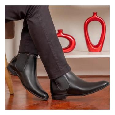 Imagem de Bota Chelsea Masculina Advogado Couro 42 Botina Masculina Cano Curto P