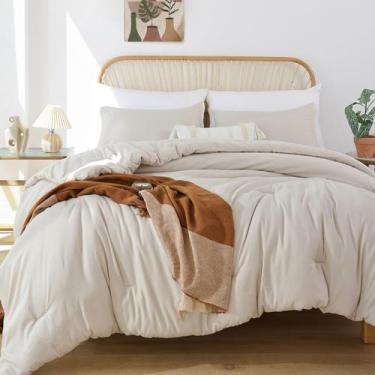 Imagem de Conjunto de edredom ROSGONIA Beige Queen com 1 edredom e 2 estojos