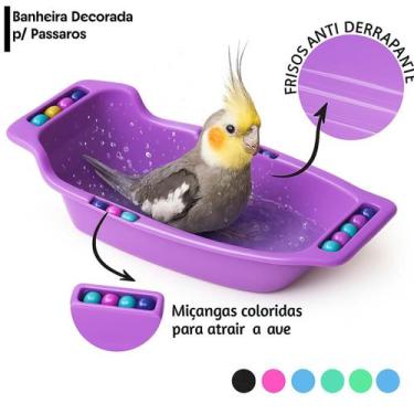 Imagem de Banheira Grande Interna Decorada Calopsita, Agapornes Passaros Diverso