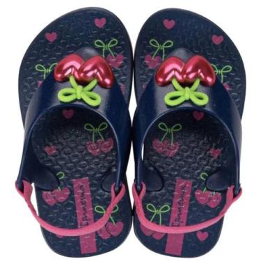 Imagem de Chinelo de Dedo Infantil Menina Elástico Belle Kids Ipanema, Azul, Ros