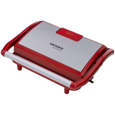 Imagem de Grill Lenoxx PGR165 Panini 2 em 1 Retangular - 850W, Vermelho, 110V