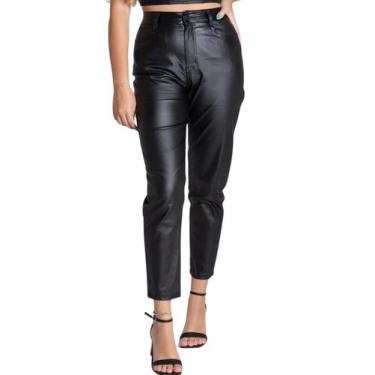 Imagem de Calça Feminina Sawary mom Resinada bengaline 276498, 36, Preto