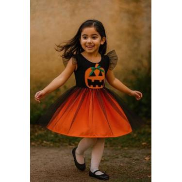Imagem de Fantasia De Halloween Infantil Para Menina Vestido De Bruxinha Da Abób