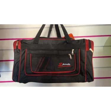 Imagem de Bolsa de viagem de mao masculina preta com vermelho Grande - N/I