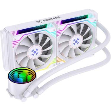 Imagem de Water Cooler Fortrek Breezy 240mm, Branco, ARGB, 2 Fans, AMD e Intel