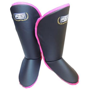 Imagem de Punch Protetor de Canela com Pé Muay Thai Unissex Adulto Preto com Rosa