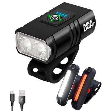 Imagem de Kit Lanterna Traseira E Farol Dianteiro Bike Led Cree T6 Recarregável Usb Com 6 Modos De Iluminação Sinalizador Traseiro Pisca Para Bicicleta Luz Led Dupla Ultra Forte Resistente A Água