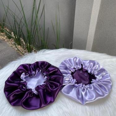 Imagem de Touca de Cetim Dupla Face Ajustável TDF-03 - Blond Black, Roxo, Lilás,