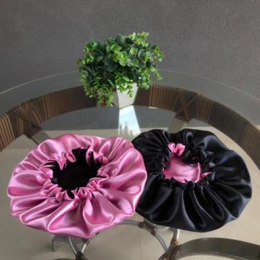Imagem de Touca de Cetim Dupla Face Ajustável TDF-03 - Blond Black, Rosa, Preto,