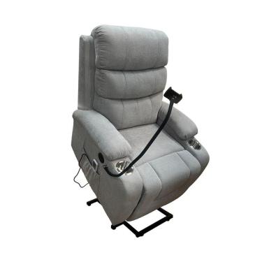 Imagem de Poltrona Austin Reclinável Elétrica Lift Massagem Linho Cinza Gran Belo