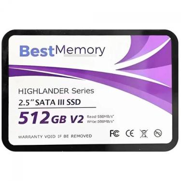 Imagem de SSD BestMemory Highlander V2, 512GB, Sata III, Leitura 550MBs E Gravaç