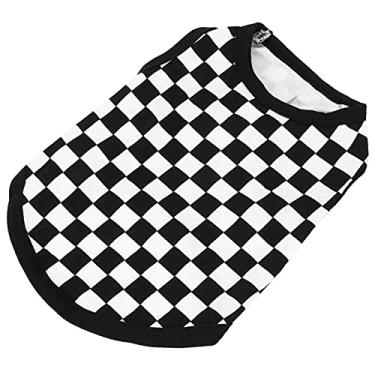 Imagem de Camiseta para animais de estimação sem mangas, colete sem mangas elegante de algodão fechado para porquinhos(Grade em preto e branco, M)