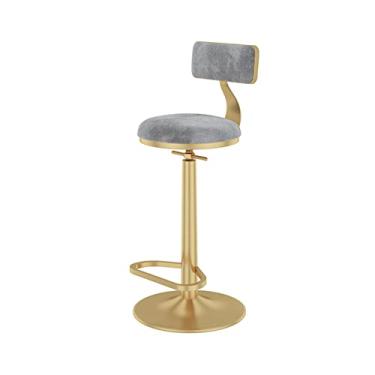 Imagem de Cadeira De Balcão De Altura Ajustável De Altura Ajustável Com Back Giratória De Cadeira Alta, Veludo Estofado Com Salvador De Espaço Para O Pé Para Casa Ilha De Cozinha, Bistrô, Fezes De Café Da Manhã