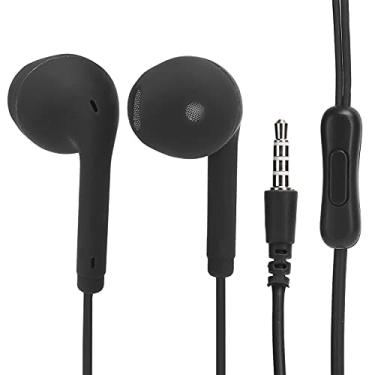 Imagem de Fone de ouvido, controle de fio plug and play fone de ouvido com fio com interface de áudio de 3,5 mm para celular para computador(Preto)