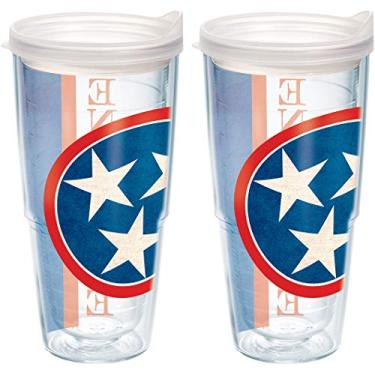 Imagem de Tervis Copo isolado de parede dupla com bandeira do Tennessee, feito nos EUA, 680 g, 2 unidades, grande
