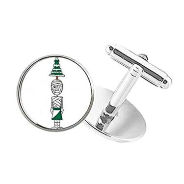 Imagem de DIYthinker Abotoaduras com clipe de botão redondo para a mamãe do Egito Horus Árvore de Natal 01