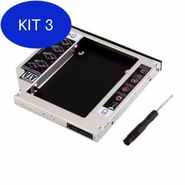 Imagem de Kit 3 Adaptador dvd hd Ou ssd notebook drive caddy 12,7mm sata