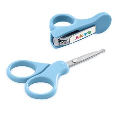 Imagem de Adoleta Bebê Kit Tesoura e Cortador de Unhas c/Suporte Azul Bebê