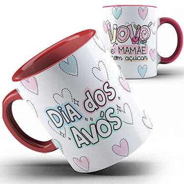 Imagem de Caneca vermelha vovó é mãe com açúcar dia avós