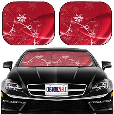 Imagem de MSD Protetor solar para para-brisa de carro com ajuste universal 2 pacotes, bloqueia o brilho solar, UV e calor, protege o interior do carro, ID da imagem: 26825507 Flor em fundo abstrato vermelho horizontal