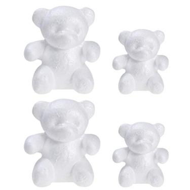 Imagem de 4 Pcs Modelo De Urso De Espuma Decorações De Casamento Arranjos De Flores Falsas Rosas Artificiais Decoração De Casamento Rosas De Espuma Animal Arranjo De Flores Natal Branco 3d