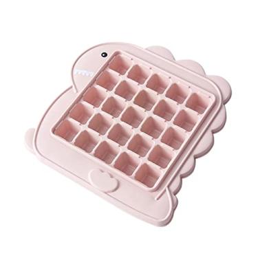 Imagem de Bandeja de cubo de gelo 25 grade molde de silicone de gelo bandeja de gelo doméstico faça você mesmo máquina de sorvete pastelaria silicone molde de cubo de gelo molde de cubo de gelo (cor: dinossauro rosa)