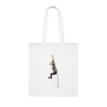 Imagem de Sacola isolada Red Shanked Douc Langur com haste vermelha, presente divertido, bolsa de ombro, bolsas reutilizáveis, ideia de presente de cesta de Natal de aniversário, Branco