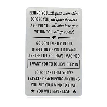 Imagem de Presentes de formatura para filho filha com citação inspiradora, carteira gravada para ele, cartões de presente de aniversário para formatura para graduação da XGAKWD