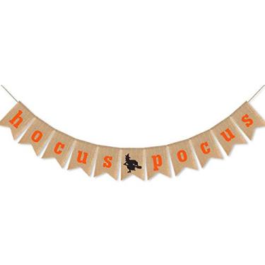 Imagem de Suprimento para festa de Halloween com 7 gost Burlap Happy Halloween Hocus Pocus para fotos e acessórios para guirlanda