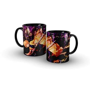 Imagem de LEAR Caneca de Cerâmica Preta Demon Slayer Zenitsu Agatsuma 325ML