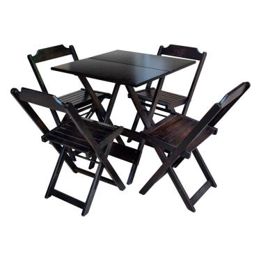 Imagem de Jogo de Mesa com 4 Cadeiras de Madeira Dobravel 70x70 Ideal para Bar e Restaurante - Tabaco