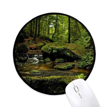 Imagem de Mouse pad Stream Green Forest Science Nature Cenário Desktop Escritório Tapete Redondo para Computador