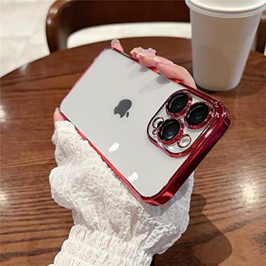 Imagem de Capa de telefone de silicone quadrado transparente para iPhone 14 13 12 11 Pro Max Mini X XR XS 6 7 8 14 Plus Capa traseira transparente, vermelha, para iPhone 14 Pro
