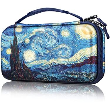 Imagem de Fintie Estojo de transporte para Nintendo Switch – Bolsa de transporte portátil com 10 compartimentos para cartão de jogo e bolso interno para console Nintendo Switch Joy-Con Z-Starry Night