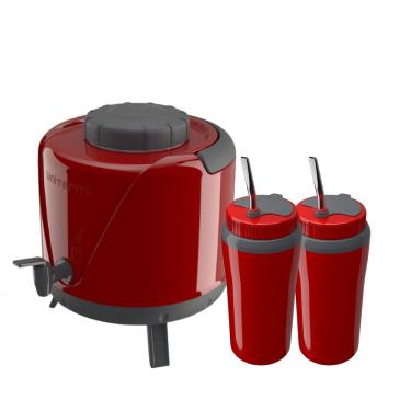 Imagem de Kit Tererê Garrafa Térmica 5L + Copo Térmico Vermelho 650ml