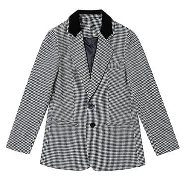 Imagem de Terno de negócios feminino formal escritório jaqueta de trabalho 2 botões com bolsos manga longa para usar no trabalho, cinza, P