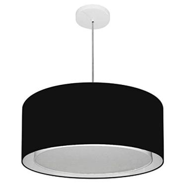Imagem de Lustre Pendente Cilíndrico Duplo Cúpula Tecido 25/50x40 cm, Vivare Iluminação, Pendente4294 PR, Preto, Médio