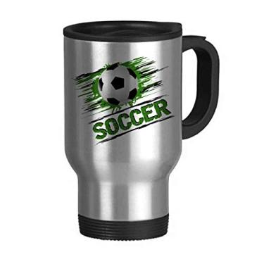 Imagem de Caneca verde de futebol americano, esportes, viagem, tampa flip, copo de aço inoxidável, copo de carro