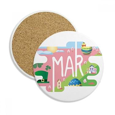 Imagem de Caneca porta-copos com ilustração de mês de março, caneca de proteção de mesa, pedra absorvente