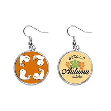 Imagem de Brinco Arm Fist Power Cycle Art Deco, presente moderno com pingente de folha de outono