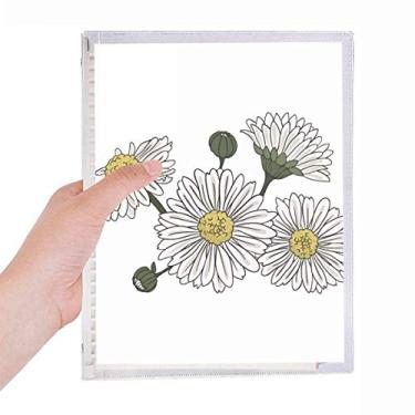 Imagem de Caderno de flor branco de crisântemo com folhas soltas para diário recarregável